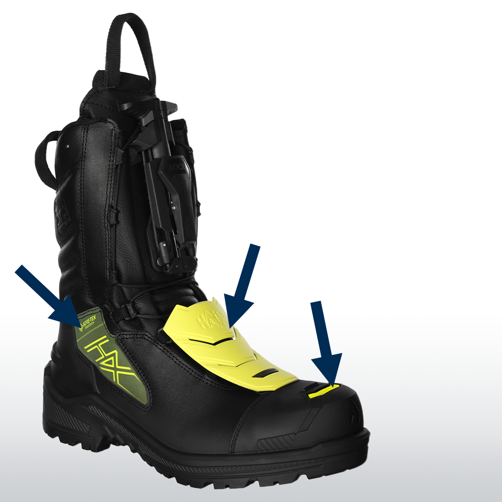 Stiefel, Motorradstiefel, Schuhverschluss, Gummi/Verstärkung, Gelb/Neon-Gelb